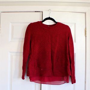 Lucky Brand Maroon Cashmere Blend Sweater with Sheer Lining
